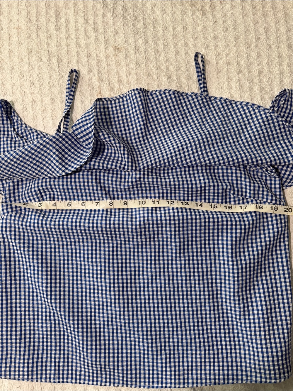 Blue Gingham Ruffle Off-Shoulder Camisole - Picture 3 of 6